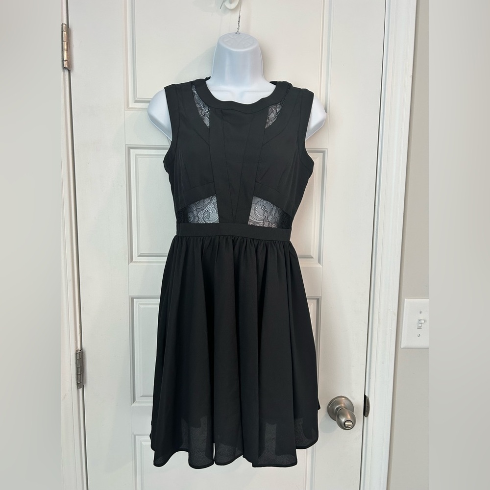 Elegant GB Black Dress with Lace Accents